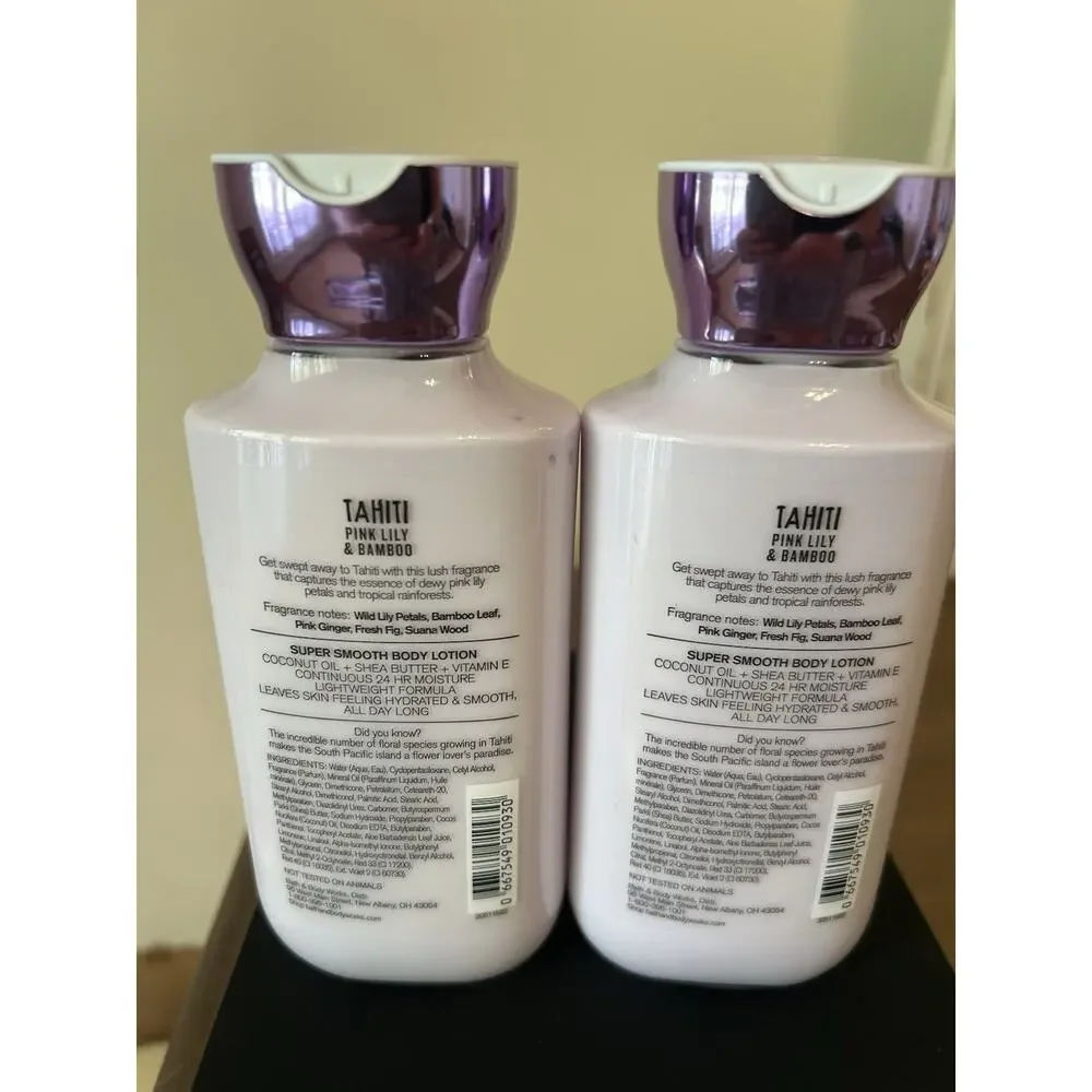 Bath&Body Works Body Lotion TAHITI PINK LILY & BAMBOO Set Of 2 Bottles Lotion
